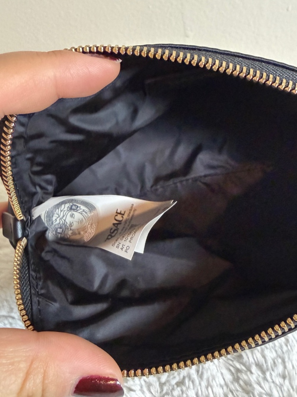 Versace Black Nylon Cosmetic Pouch with Gold Zipper - Picture 5 of 5